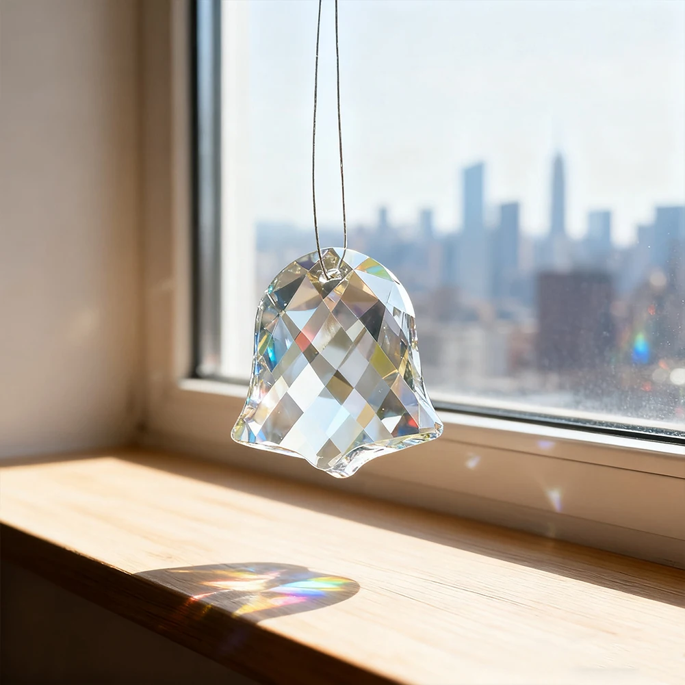 45mm Crystal Bell Suncatcher Prism Window Garden Hanging Decor Dazzling Sunlight Reflect Rainbow Maker Chandelier Parts Pendant