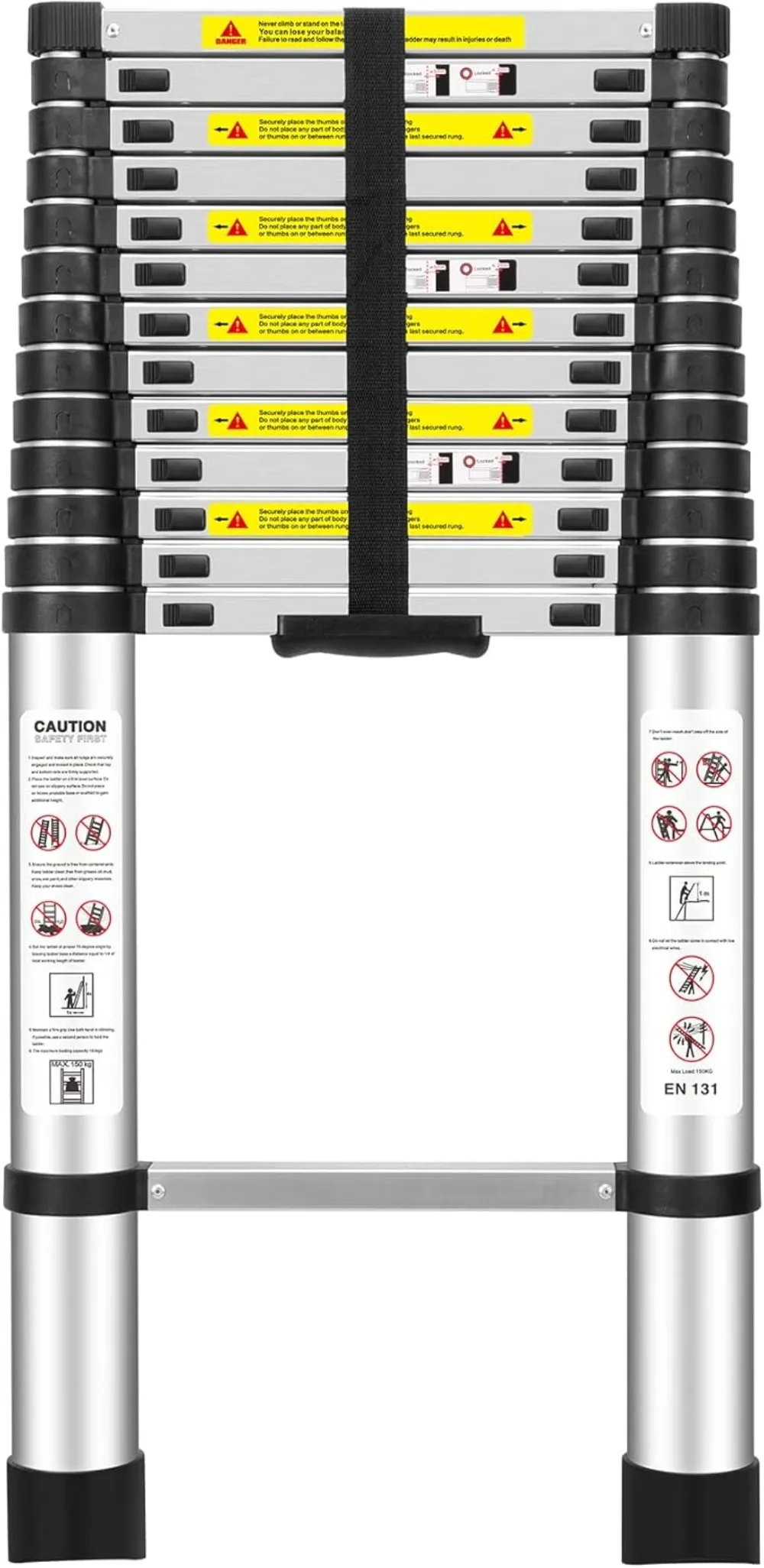 (15Ft/4.5M) Telescoping Ladders，EN131Standards Multi-Purpose Folding Aluminum Extension Ladder