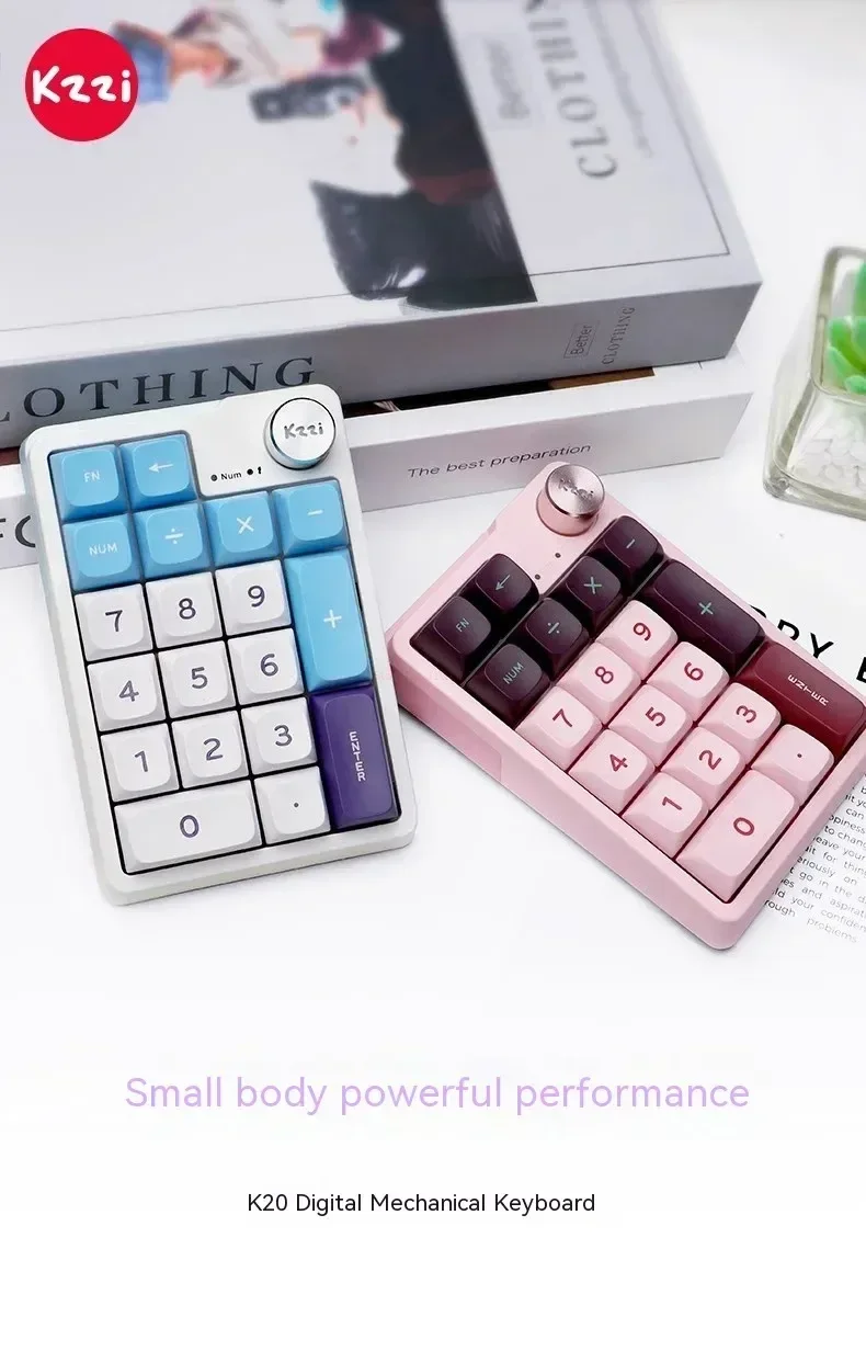 

Kzzi K20 Mini Keyboard Keypad Tri Mode Bluetooth Wireless Gasket Mechanical Keyboard Accessory For Computer Office Gaming Gifts