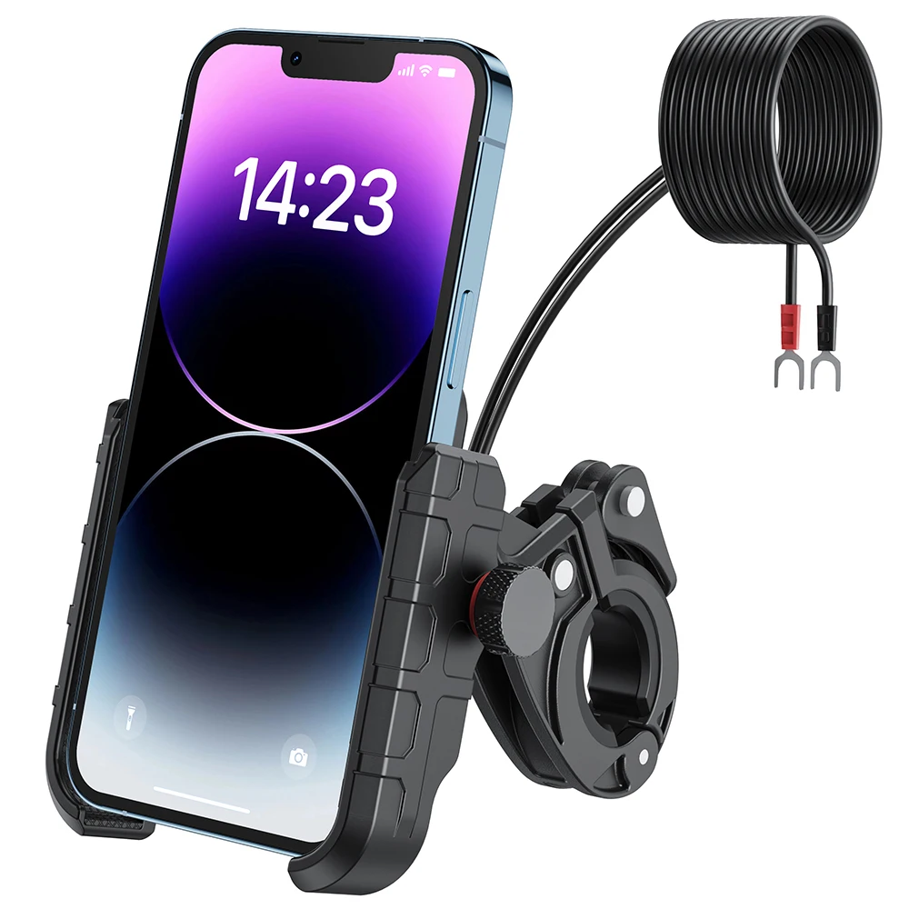 

Motorcycle Phone Mount with Charger USB C 20W Fast Charging Port Waterproof Motorcycle Cell Phone Holder Cradle
