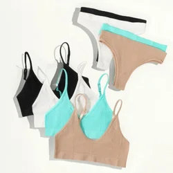 Vrouwen BH Set Naadloze Bh's V-hals Bralette Tops Hoogbouw Slips Comfort Ondergoed Draadvrije Beha Sexy Lingerie Set