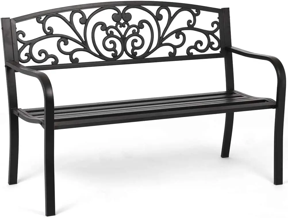 

Garden Bench Outdoor Bench Patio Bench for Outdoors Metal Porch Clearance Work Entryway Steel Frame Furniture for Yard