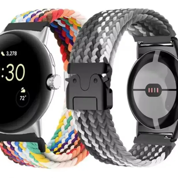 Parachute buckle woven elastic nylon strap woven watchband For Google Pixel Watch4 3 45mm band nylon Strap Google Smart Watch1/2