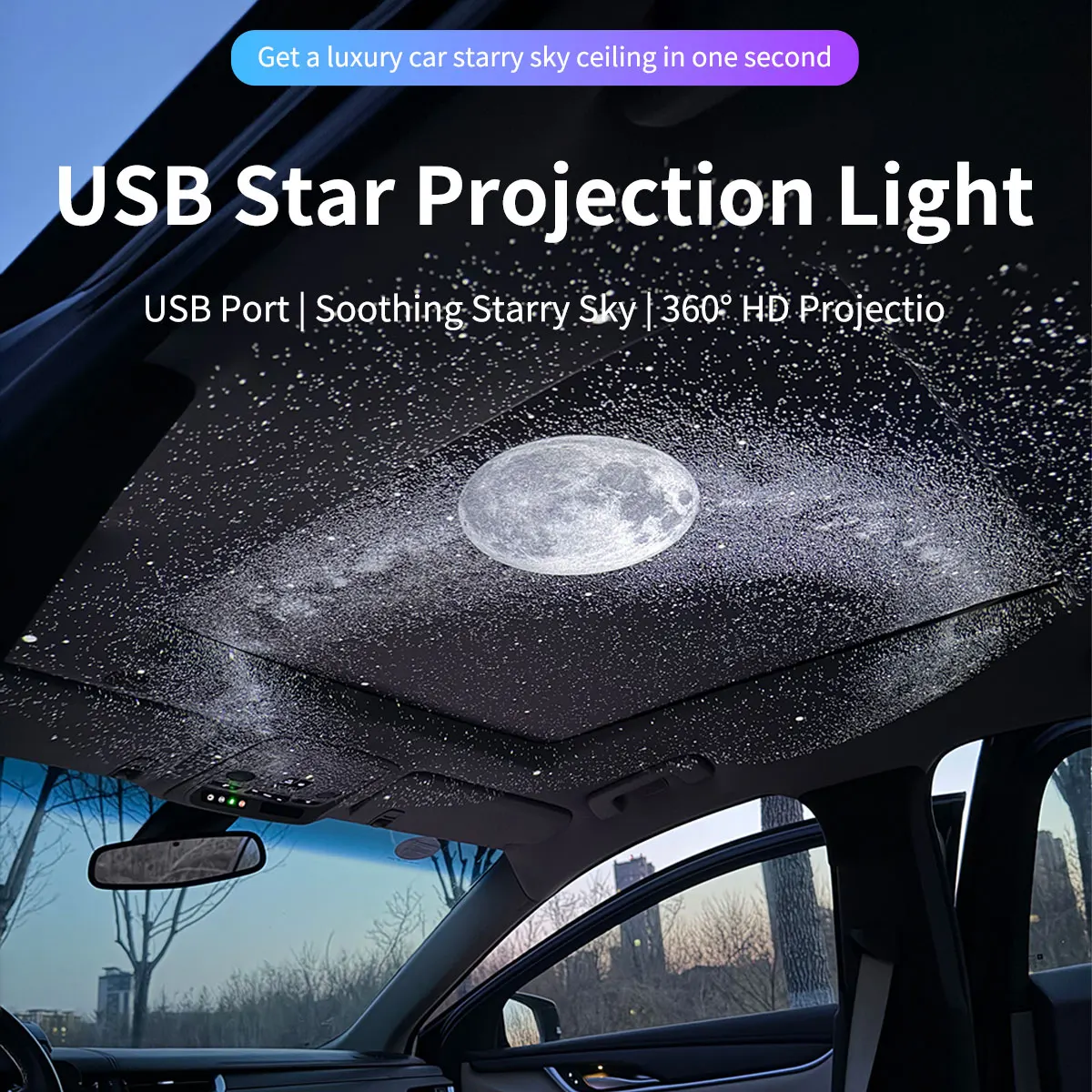 Car Interior Light Roof Star Light USB LED Starry Atmosphere Projector Decoration Night Party Decor Romantic Saturn Galaxy Light