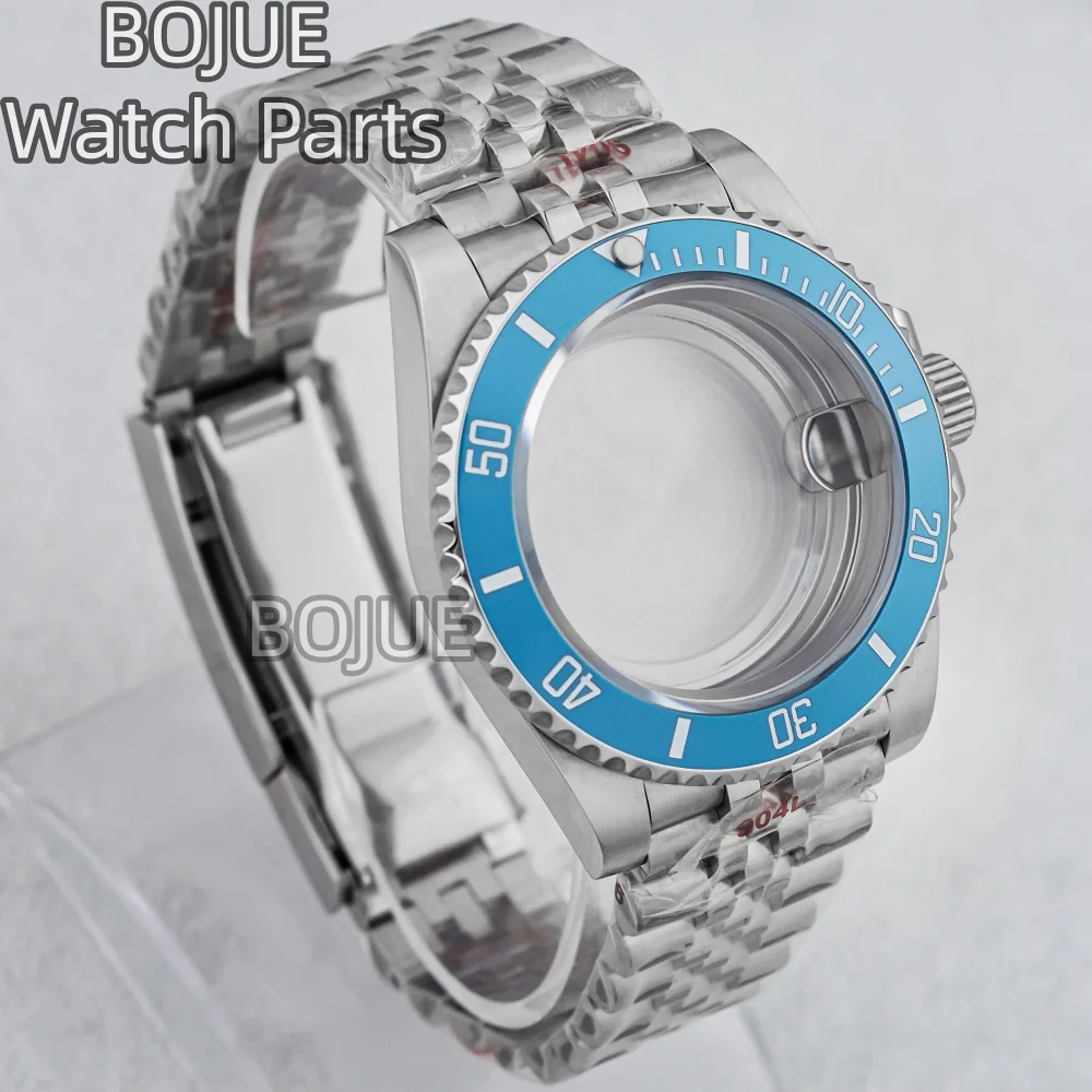 

Ice Blue Bezel 40mm Diver Waterproof for SUB GMT NH34 NH35 NH36 Movement Sapphire Watch Case Glass Back 10ATM Jubilee Bracelet