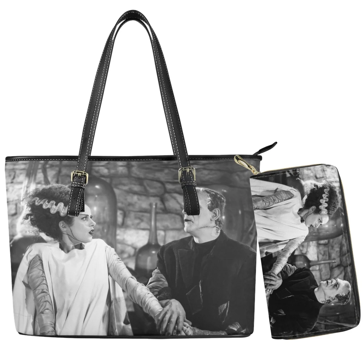 Bride of Frankenstein Print Four Seasons Handbag Large Capacity Internal Pocket Mezzanine Satchel Wallet Easy To Carry Bckpack