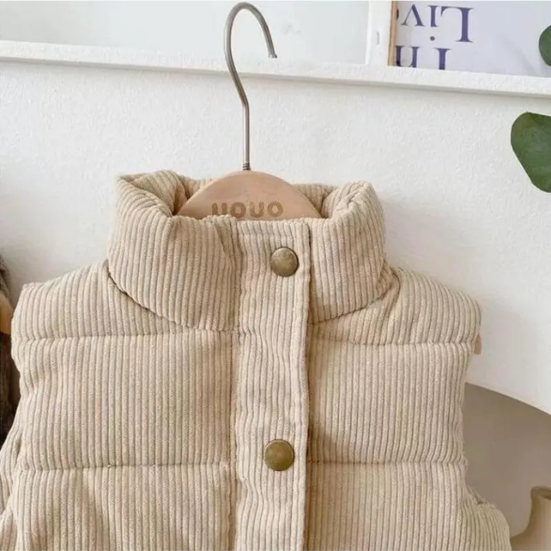 Kids Boys Girls Corduroy Vests Cotton Jackets Outerwear Waistcoat Children\'s Autumn Winter Thicken Warm Coat Casual Clothing New