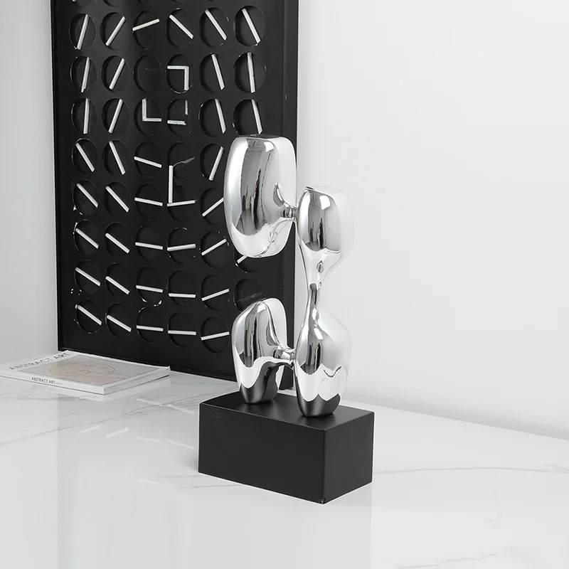 Modern light luxury abstract silver scintillation resin ornament model room living room wine cabinet high-end home soft decorati