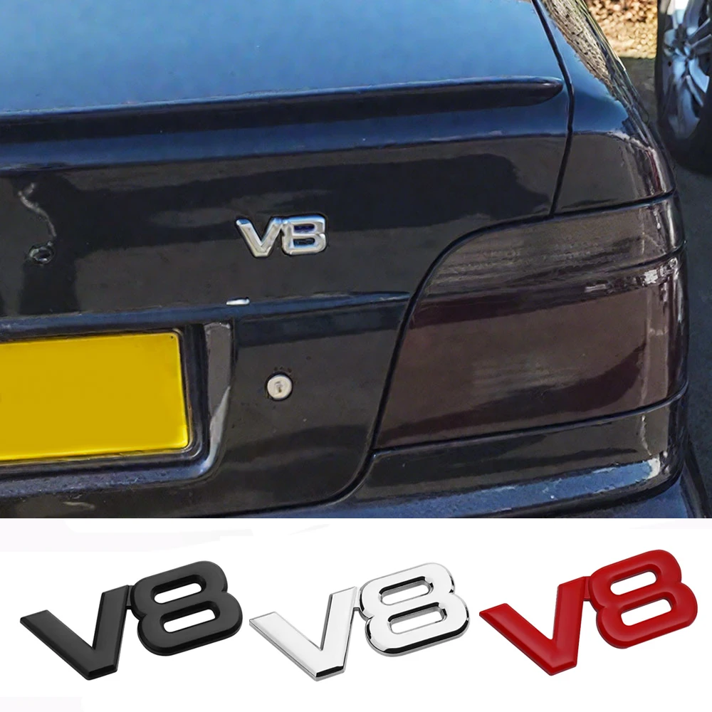 

Car 3D Metal V8 Sticker Logo Emblem Decal Badge Auto Body Universal Stickers Decoration Styling For BMW Audi Toyota Honda