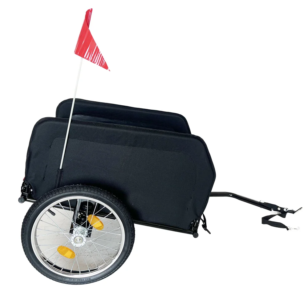 

Металлический велосипедный прицеп OEM, 70 литров/60 кг, двухколесная платформа для инструментов и покупок, с телескопической ручкой-трансформером