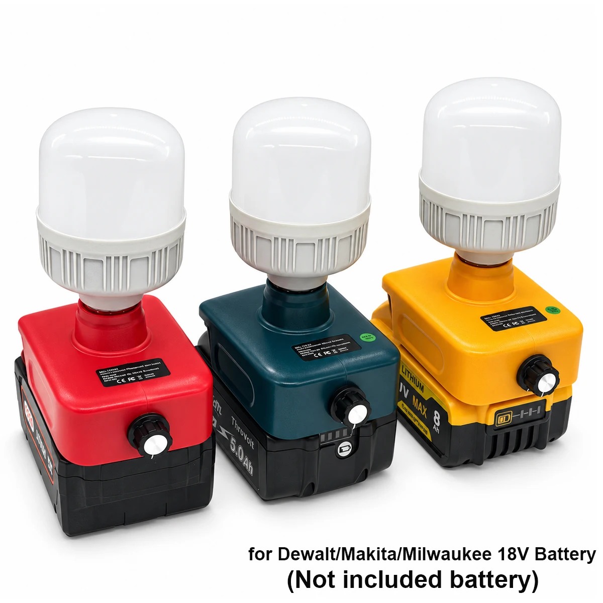 NEW Replacement for DW/Makita/Milwaukee 18VBattery Desktop Bulb Lamp LED Work Light Dimmable Handheld Flashlight Camp Lighting