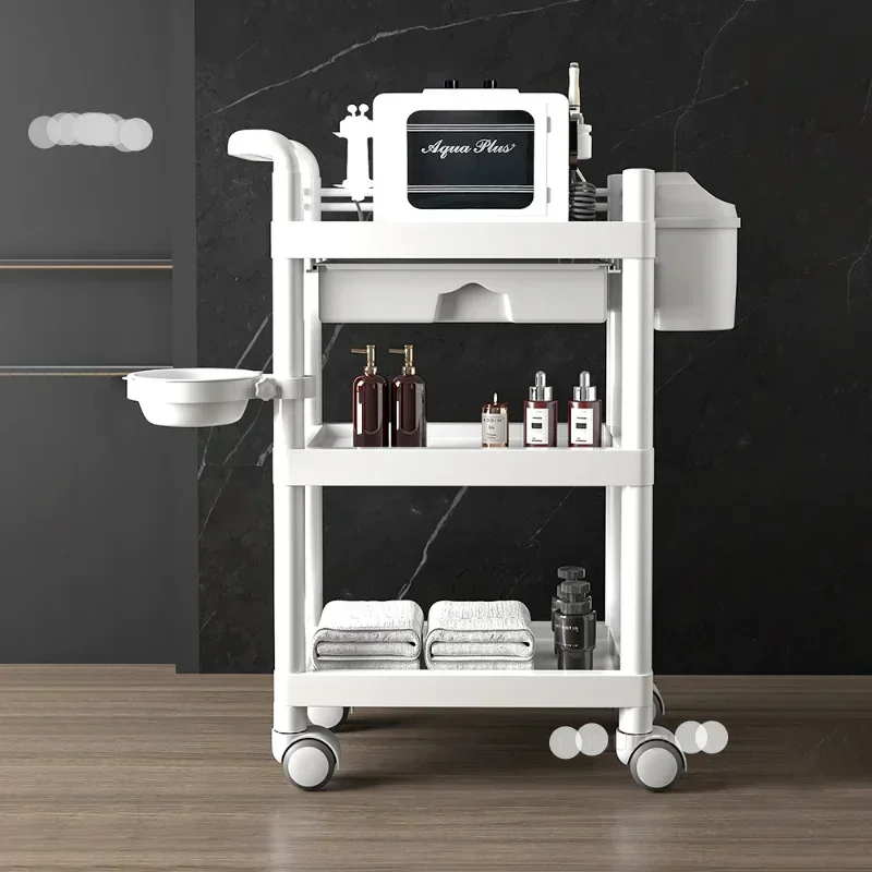 durable Beauty Salon Special Trolley Three-layer Tool Trolley Skin Management Beauty Cart Mobile Plastic Instrument Hand Push To