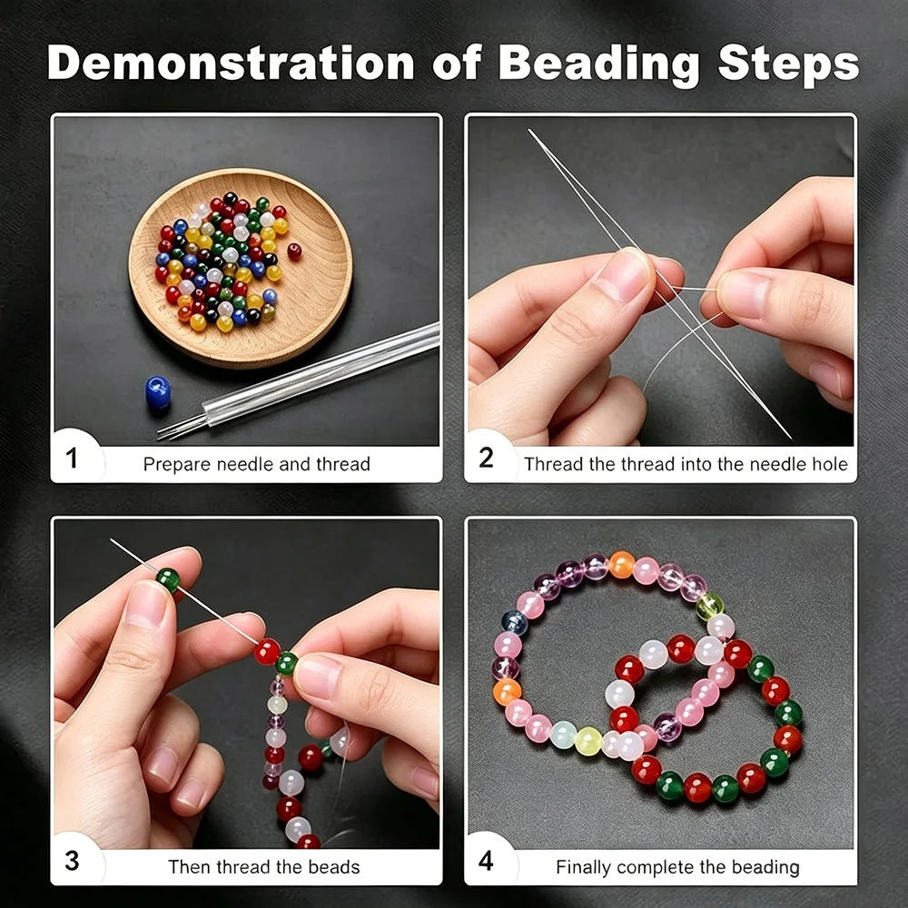 20Pcs Beading Needles, Assorted Size Big Eye Beads Needles Seed Beads Needles with Needle Bottle for Jewelry Making