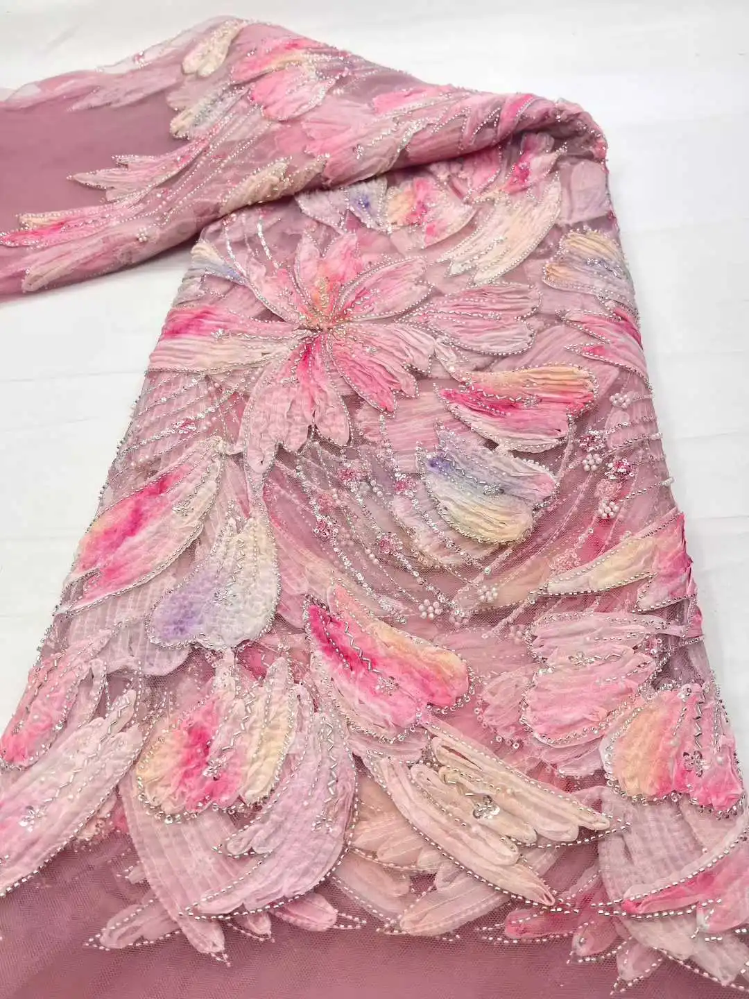 

Роскошная кружевная ткань с африканскими бусинами и блестками, новинка 2026, высокое качество, нигерийская свадебная вышивка для жениха, французский сетчатый материал 5 лет