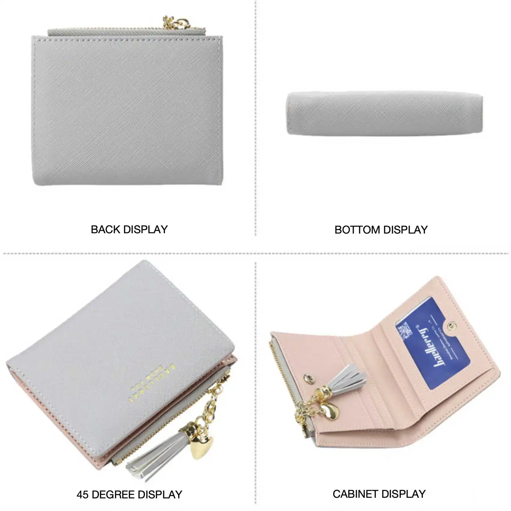 Tassel Colorblock Zipper Buckle Women\'s Short Wallet Fashion Casual PU Leather Coin Purse Multi-Card Holder