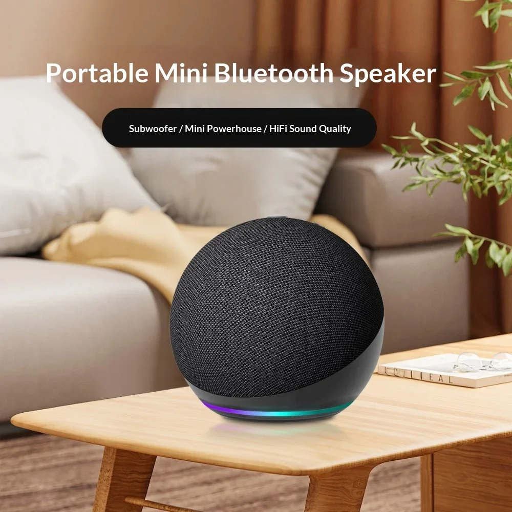 Colorful Light Mini Round Bluetooth Speaker Portable Wireless Stereo Sound Built-in Mic Support TF Card Holiday Birthday Gift Sm