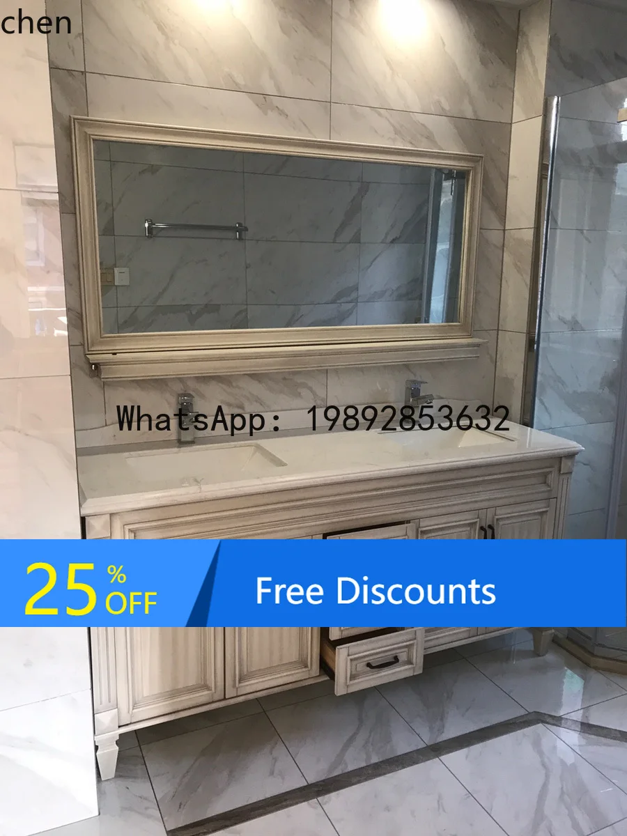 

oak solid wood floor-to-ceiling bathroom cabinet combination ceramic integrated washstand bathroom cabinet