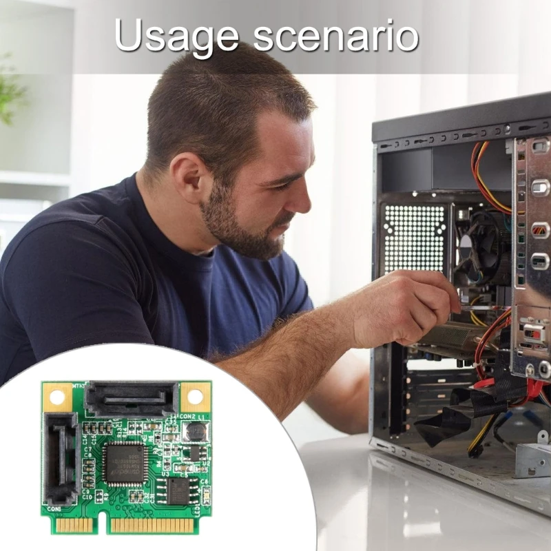 بطاقة محول PCIExpress صغيرة إلى 2x SATA3.0 تعمل على توسيع مساحة التخزين