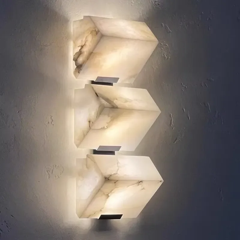 for Modern Simple Industrial Designer Bathroom Wall Lamp with LED Iron E26 Base Marble Shade Contemporary Luxury Lighting