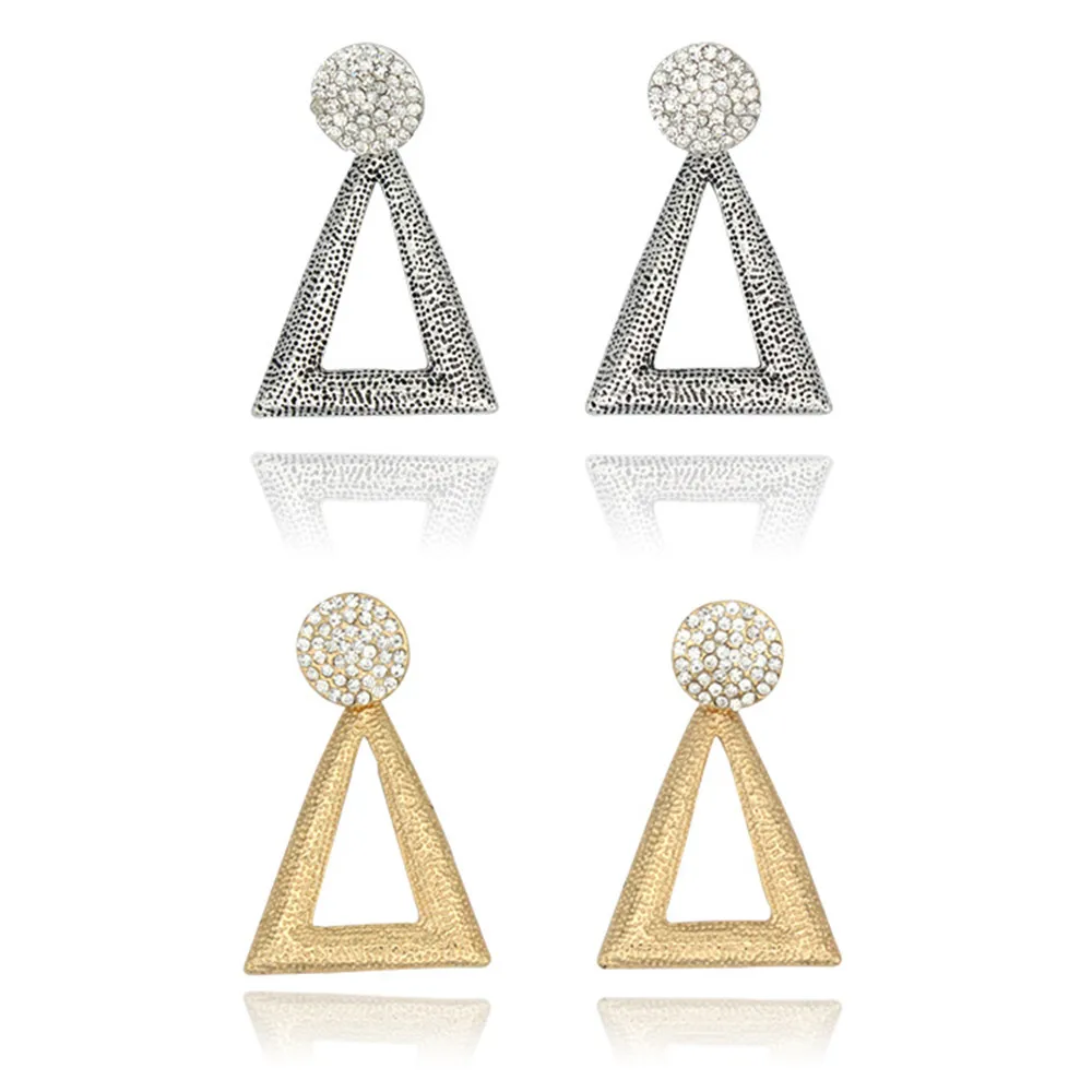 Picture 5: Latest New Popular European Styles Metal Hollow Open Exaggerate Geometric Triangle Pendant Stud Delta Earrings For Women