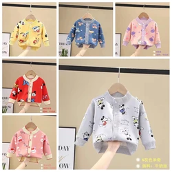 Baby Boys Knitted Sweater Spring Autumn Cartoon Mickey Mouse Donald Children Clothes Kids Girl Cardigan Infant Jacket Coat 0-3T