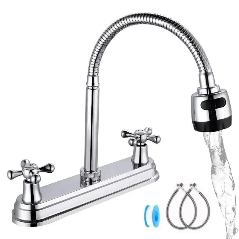 Flexible RV Faucet with Rotatable Sprayer Swivel Extension Faucet Aerator Kitchen Sink Faucet Extender Water Flow RV Sink Faucet