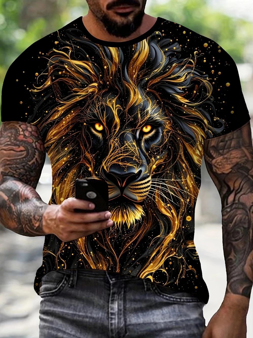 

Men's 3D Digital Printing Trendy Street Style Breathable and Quick-Drying Fabric Short Sleeve Crew Neck Sports Casual Summer Top