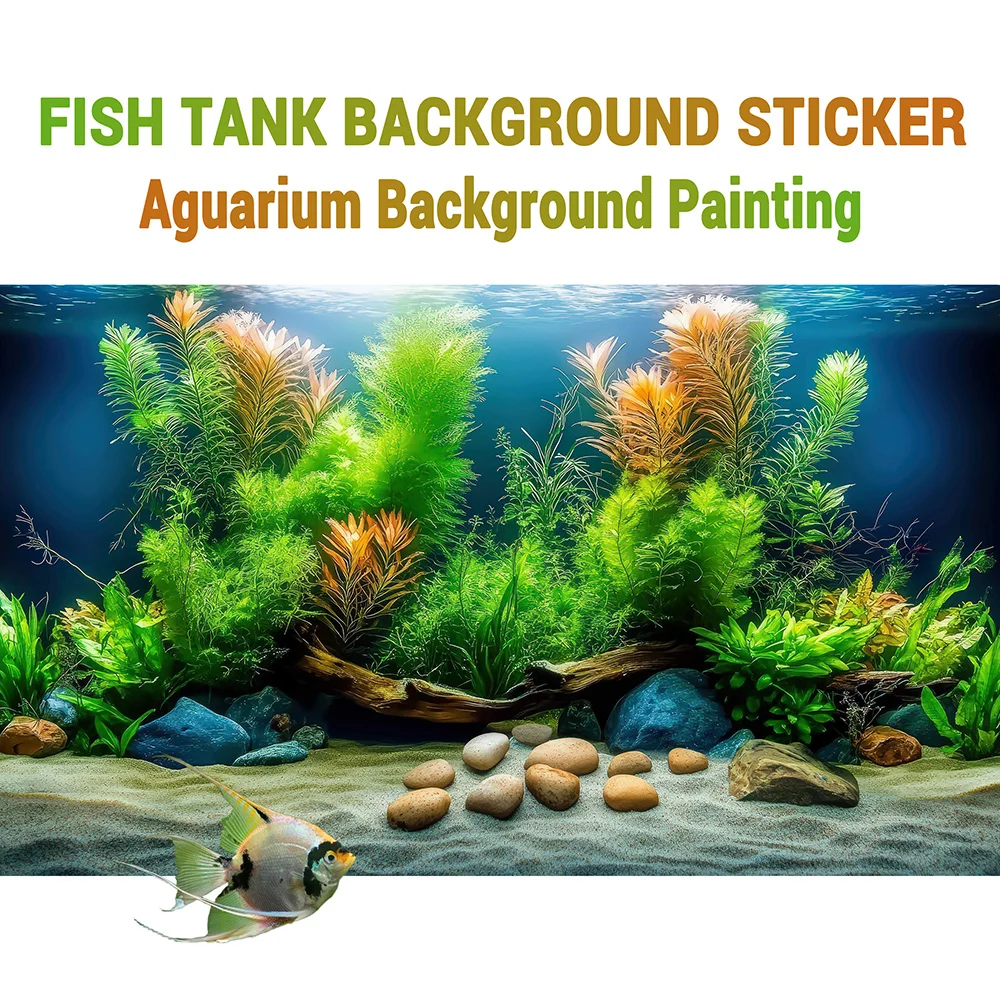 Grass Jar Secret Realm, Aquarium-Hintergrundmalerei, Aquarium-Mal-Aufkleber, selbstklebend, Landschaftsornamente