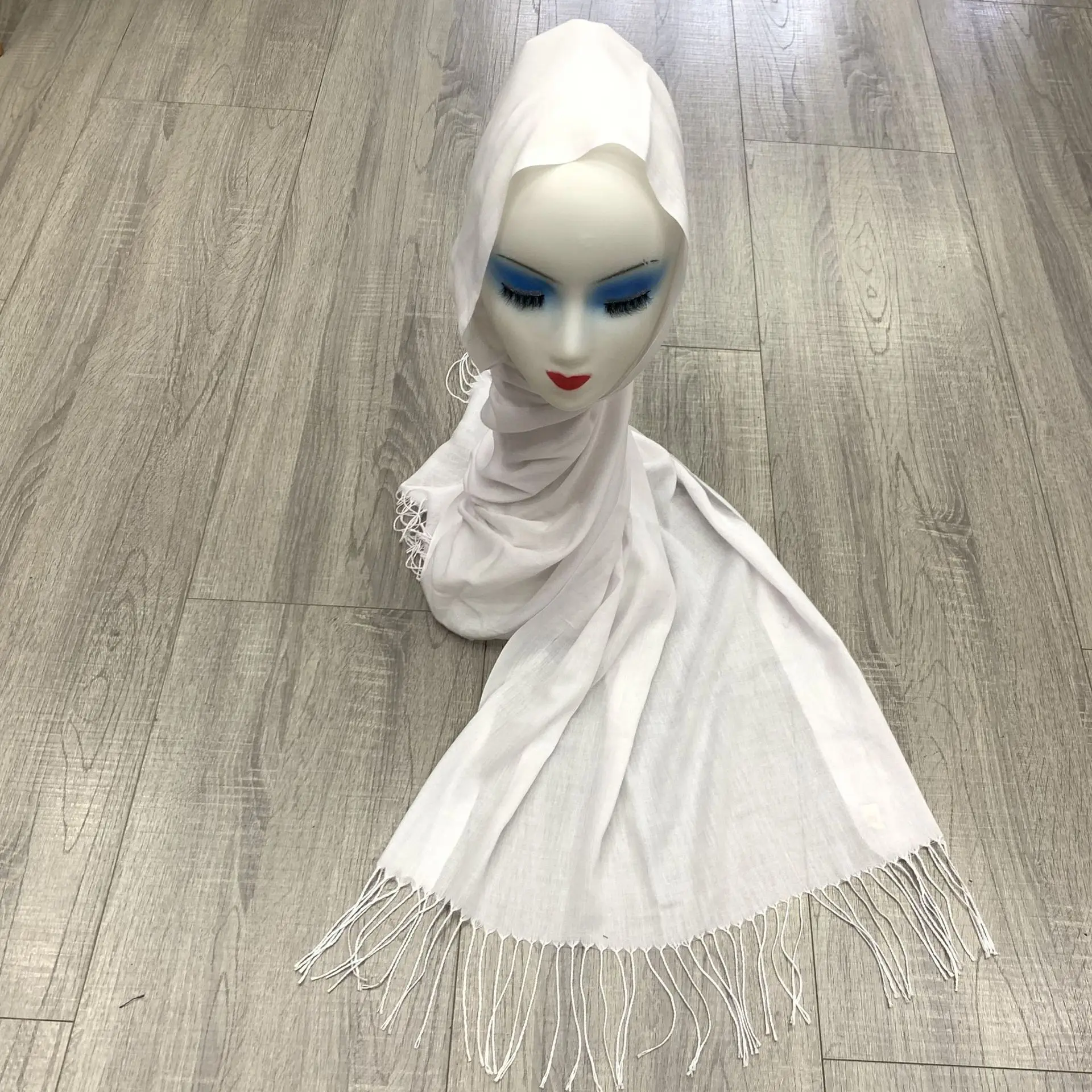 Double-strand Rayon Scarf Fringed Monochrome Long Scarf Factory Direct Gift Shawl Rayon Headscarf