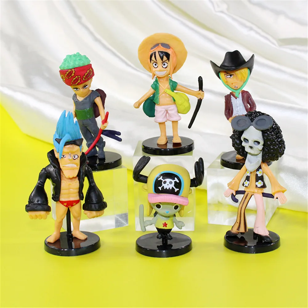 6Pcs/Set One Piece Monkey D. Luffy Roronoa Zoro Chopper Franky PVC Action Figures Statue Model Dolls Toys Gifts