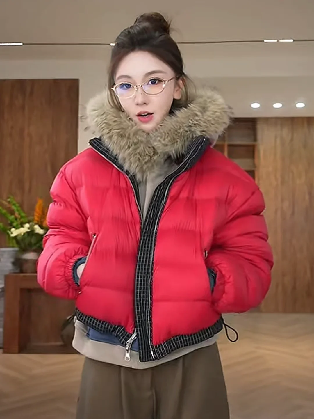 

Зимняя утепленная повседневная модная двусторонняя куртка-пуховик Ankela в клетку с 90% белым утиным пухом для женщин