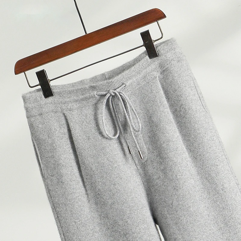 ANGEL 2025 Men's Cashmere Pants Autumn Winter Pencil Pants 100% Cashmere Knit Trousers Thick Soft Warm Basic Smart Casual Pants