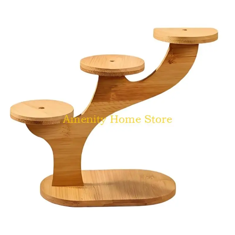 F26C Vertical Bamboos Shelf Unit For Holding Small Flower Pots On Tabletop