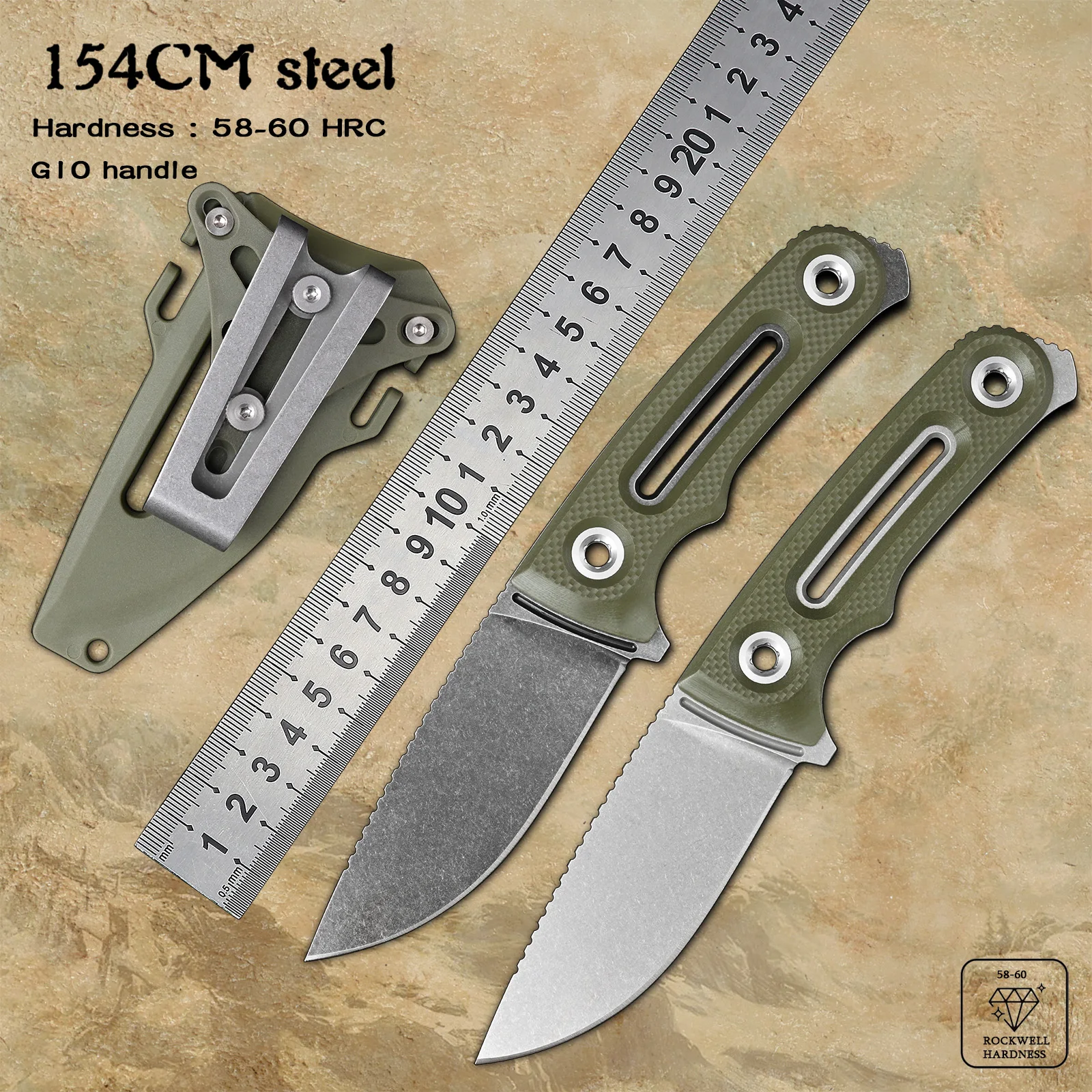 High Quality 154CM Steel Hunting Survival Knives Camping Utility Tactical EDC Hand Tool Fixed Blade Knife Outdoor