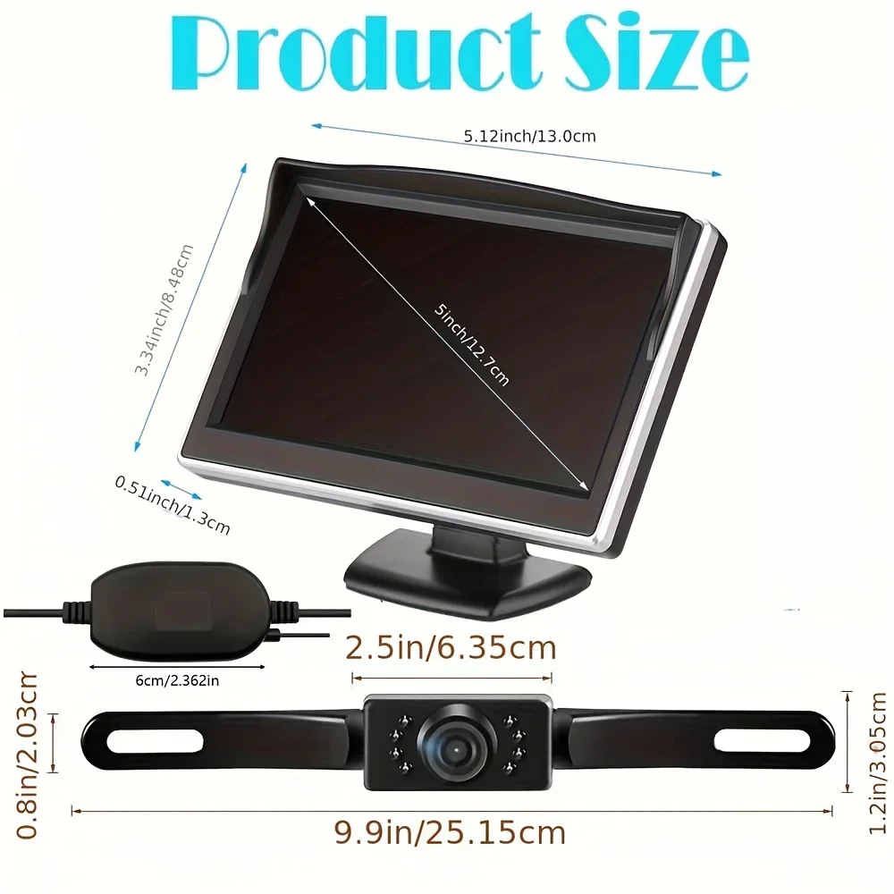 Wireless 4.3inch 7 LED Car Reversing Camera Kit Back Up Camera Car Monitor LCD Display HD Car Rear View Camera Parking System