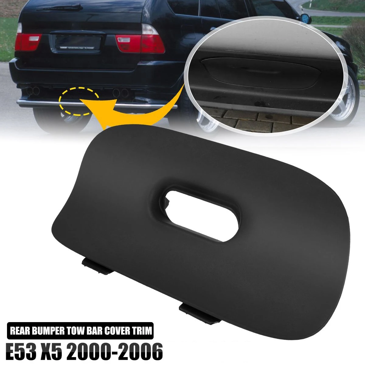 Bumper Cover Car Rear Bumper Tow Hook Cover Rear Bumper Cover Flap for -BMW X5 E53 2000-2006 51128402327