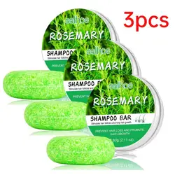 3PCS Rosemary Shampoo Soap Moisturizing Smooth Nourishing Anti Itchy Relieve Loss Scalp Hair Shampoo Hair Deep Scalp Cleaning