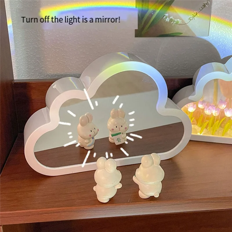 AA86 DIY Cloud TULIP LED Night Light สาวห้องนอนเครื่องประดับกรอบรูปกระจกโคมไฟข้างเตียง Handmade ทนทาน,C