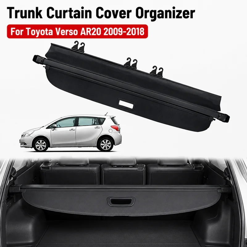 Trunk Curtain Cover Organizer For Toyota Verso AR20 2009-2018 Rear Rack Partition Shelter Shield Shade Luggage Cargo Storage