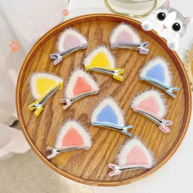 

[YY35]2PCS Plush Cat Ear Hair Clips Set Cute Cartoon Stereoscopic Design Korean Style For Little Girls Hair Accessories Fashion
