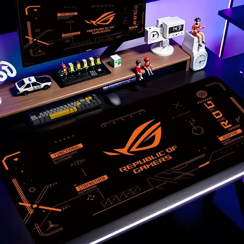 VIKAMA Black Pink ROG Tech Circuit XXL Desk Mat Anti Slip Waterproof Gaming Logo Keyboard Mouse Mat E-Sports Room Decor