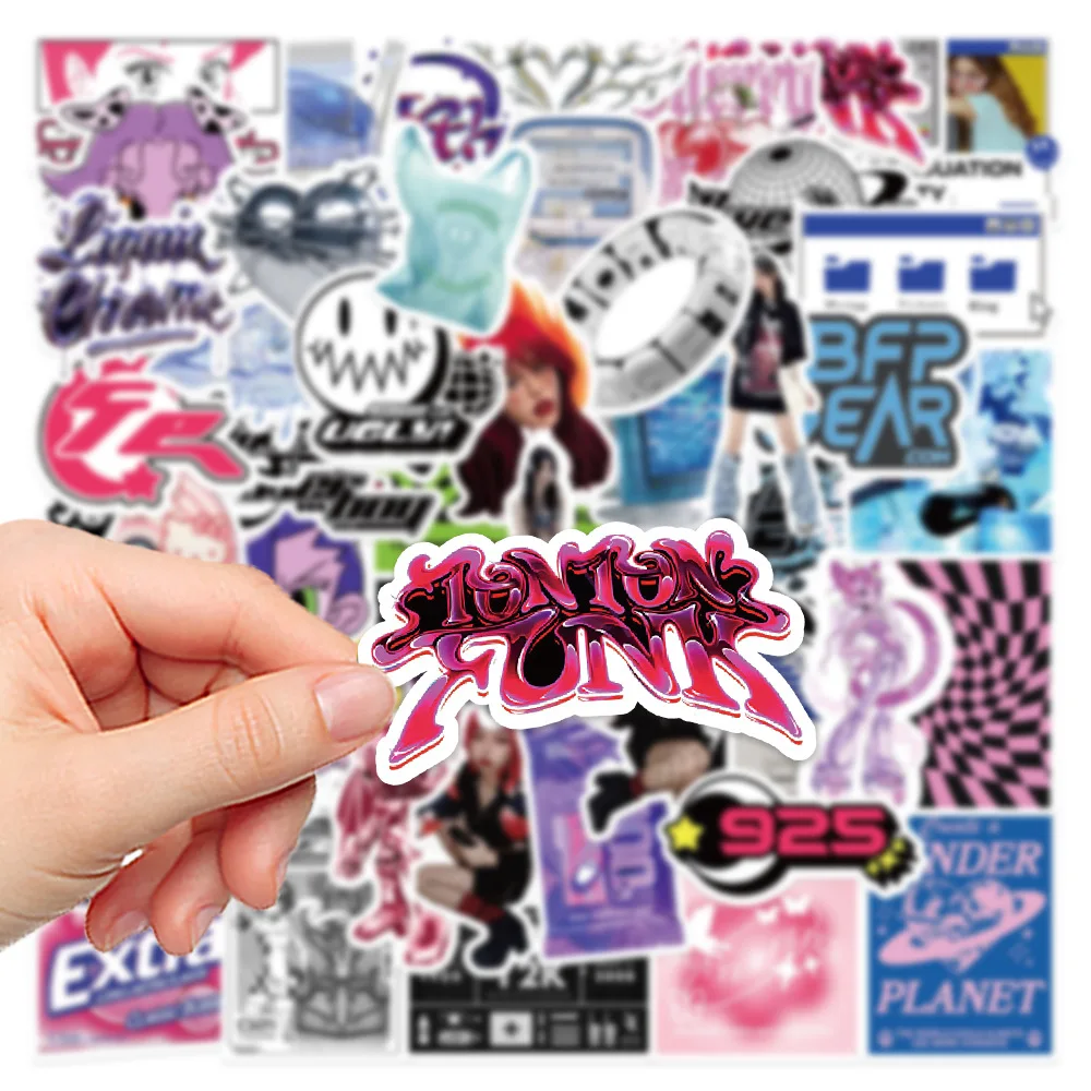 53 قطعة Y2K الفتيات VSCO 90s Harajuku نمط خمر ملصقات لطيف الجمالية ملصق مائي مذكرات دراجة نارية محمول سجل القصاصات لعبة ملصق #6