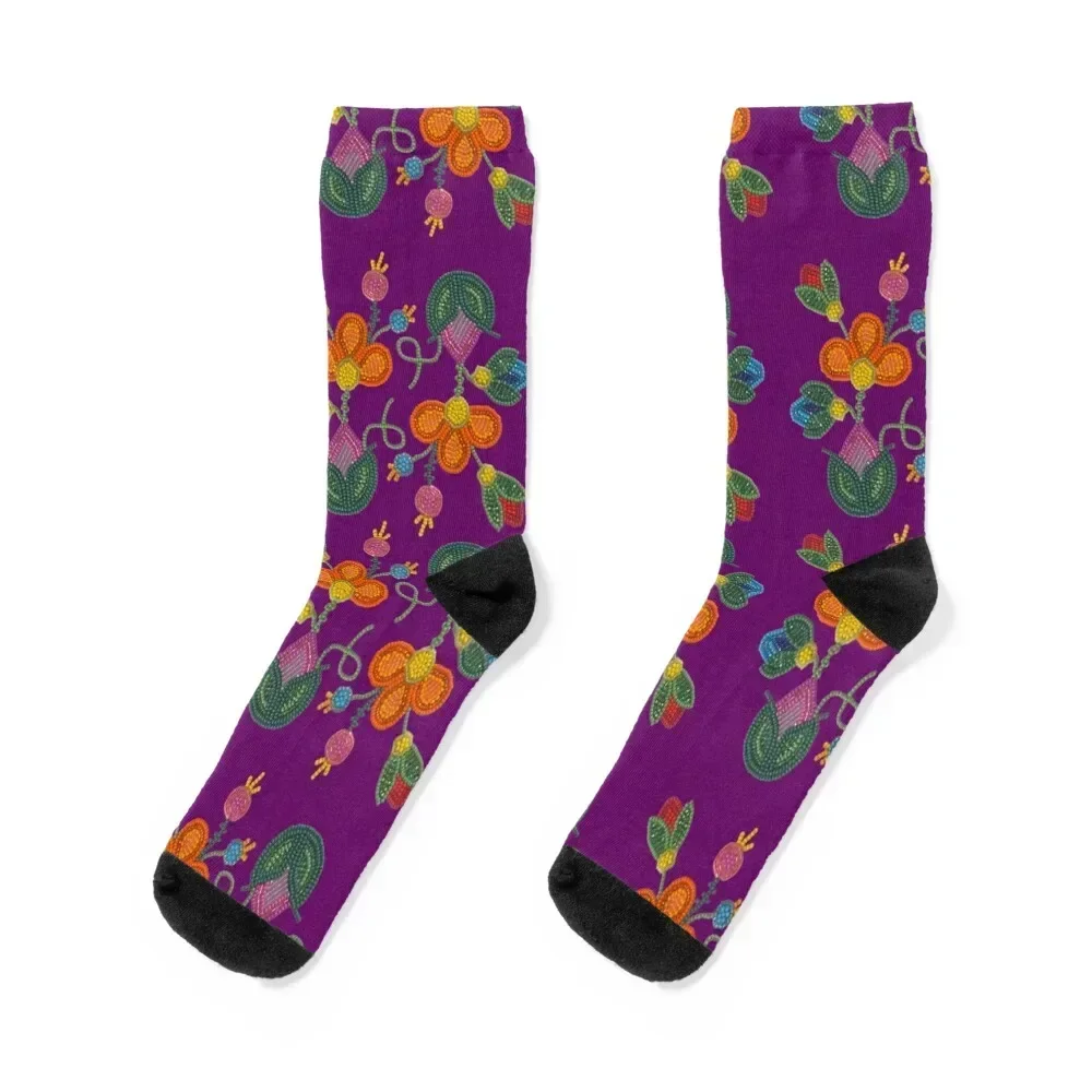 A Beaded Bloom on Purple Socks crazy winter thermal christmas gifts men cotton high quality Socks Woman Men's