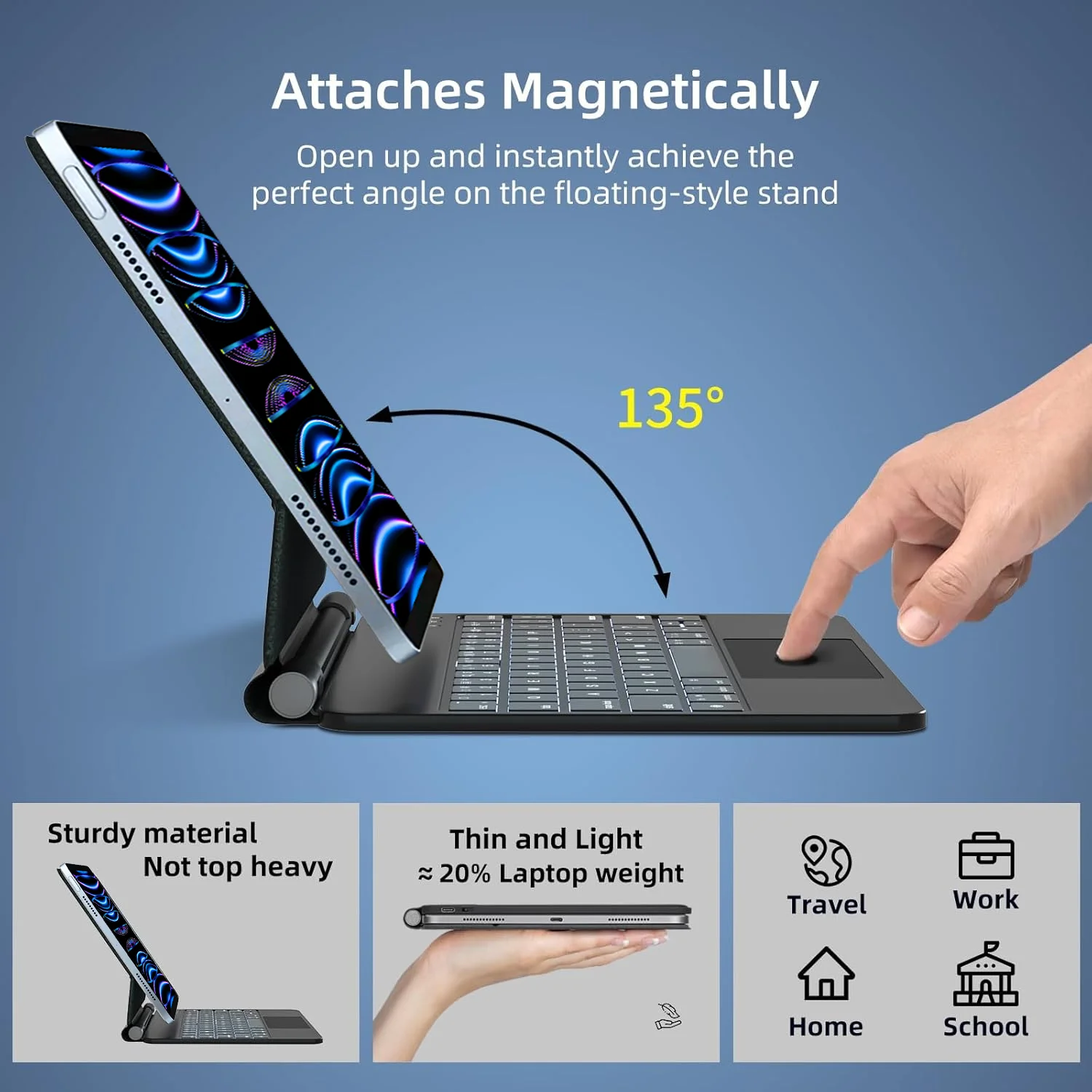 Magic Keyboard for iPad 11th A16 10th Gen Air 4th/5th 11 inch M4/M3/M2 Pro 12.9inch 2020/2021/2022 Air 13 M4 2026/M3 2025/M2