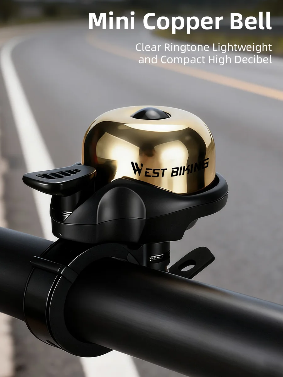 AliExpress West Biking WEST BIKING Mini Copper Bicycle Bell Bike Thumb Bell Lightweight Retro Horn For 19-31.8mm Handlebar MTB Road Bike Accessories