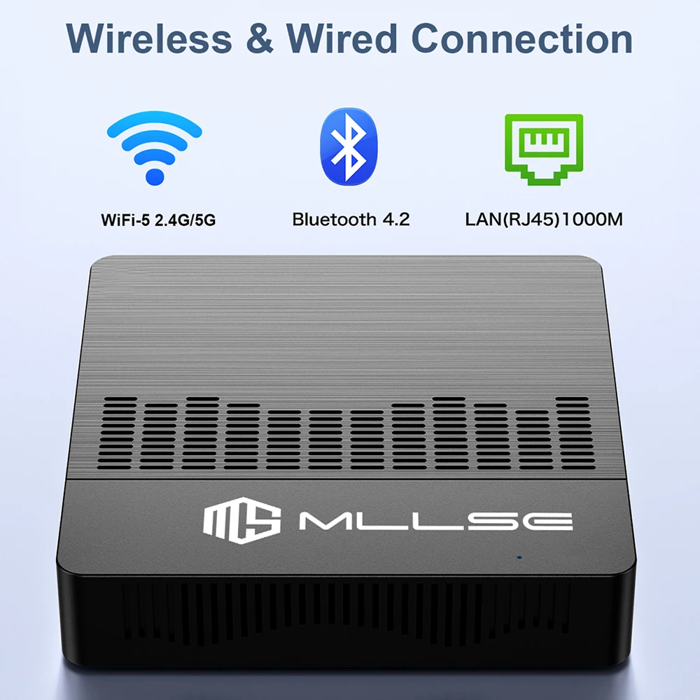 MLLSE M2 Air Mini PC Intel Celeron N4000 CPU Window11 6GB RAM 128GB ROM Dual-Band WiFi VGA Portable Mini Computer BT4.2