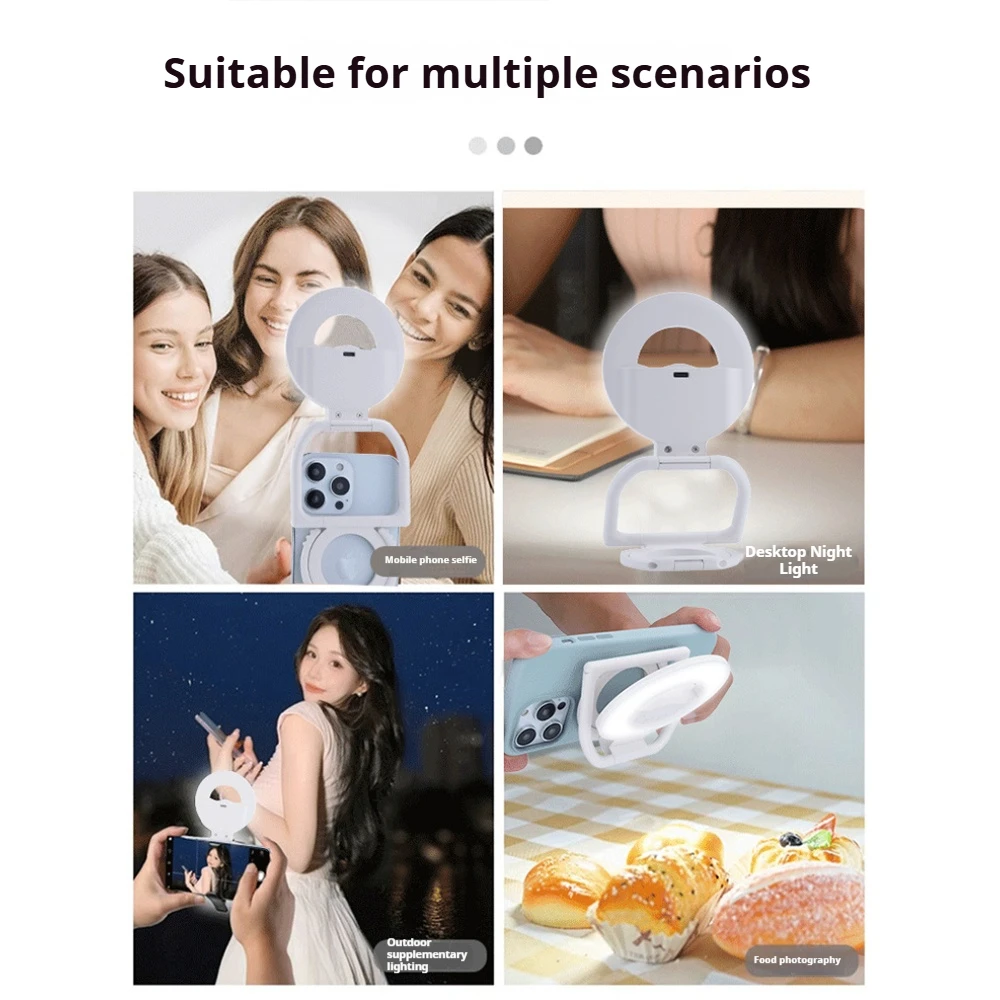 โทรศัพท์มือถือแม่เหล็กเติมแสงสดสตรีมมิ่งกล้องความงาม RGB Pocket Full-color LED USB ชาร์จภาพ Ambient Light