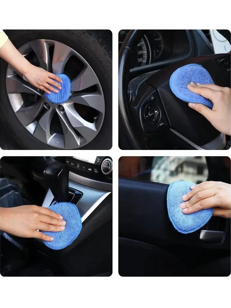 10Pcs Car Detailing Applicator Pads Car Care Waxing Polishing Sponge Soft Microfiber Round Bag Foam Sponge Car Cleaning Tools