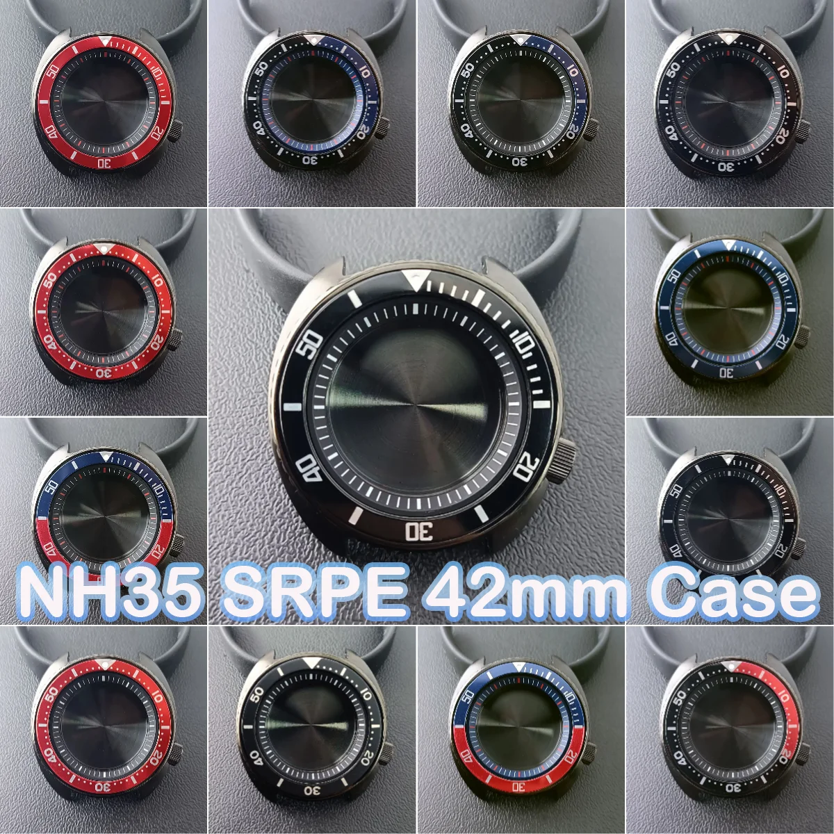 

42 мм NH35 черный корпус SRPE мужские часы с сапфировым стеклом из нержавеющей стали подходят для NH35 NH36 механизм 22 мм ремешок корпус часов коробка для часов