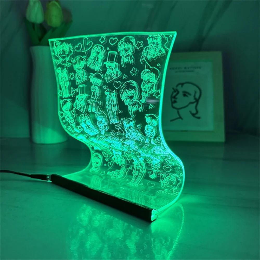 Detective Series Scroll Lamp LED Table Atmosphere Light Co Nan Acrylic Nightlight 3D Mood Light Cartoon Art Decor Lamp 3/7 Color